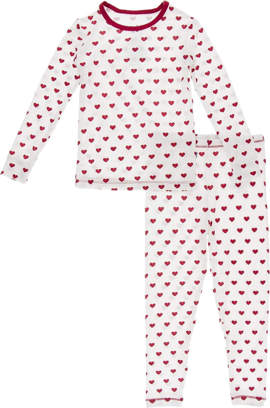 Full of Hearts Two Piece Pajamas Set, Long Sleeve, Long Pants, Snug Fit Pajamas