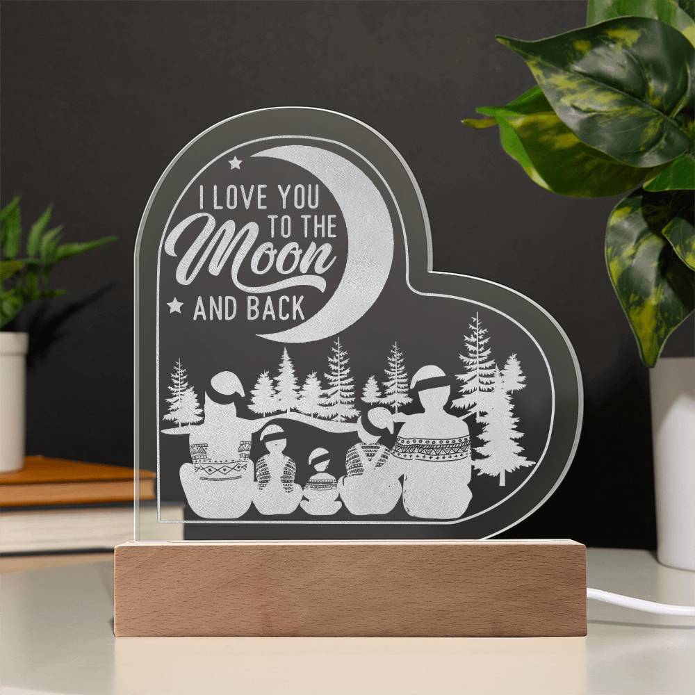 "I Love You to the Moon and Back" Engraved Heart Plaque