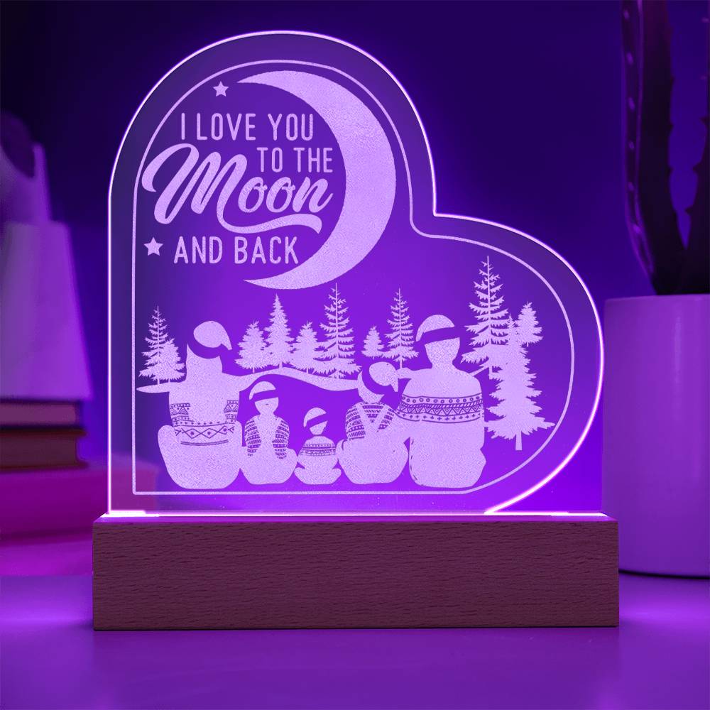 "I Love You to the Moon and Back" Engraved Heart Plaque